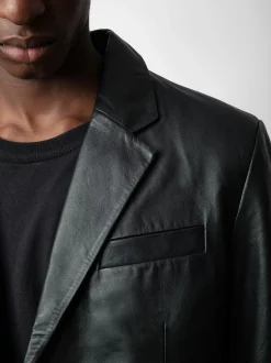 Cheap Zadig & Voltaire Valfried Leather Blazer Black