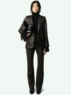 Online Zadig & Voltaire Valse Crinkled Leather BlazerNEW Land