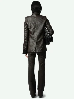 Online Zadig & Voltaire Valse Crinkled Leather BlazerNEW Land