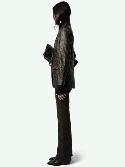 Online Zadig & Voltaire Valse Crinkled Leather BlazerNEW Land