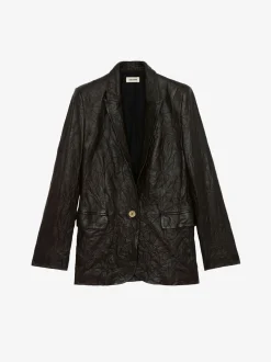 Online Zadig & Voltaire Valse Crinkled Leather BlazerNEW Land