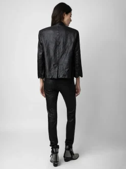 Best Zadig & Voltaire Verys Crinkled Leather BlazerICONIC Black
