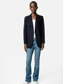 Shop Zadig & Voltaire Viva Arrow Strass Blazer Ink
