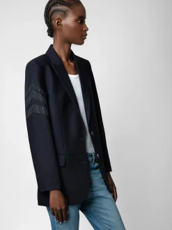 Shop Zadig & Voltaire Viva Arrow Strass Blazer Ink