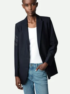 Shop Zadig & Voltaire Viva Arrow Strass Blazer Ink