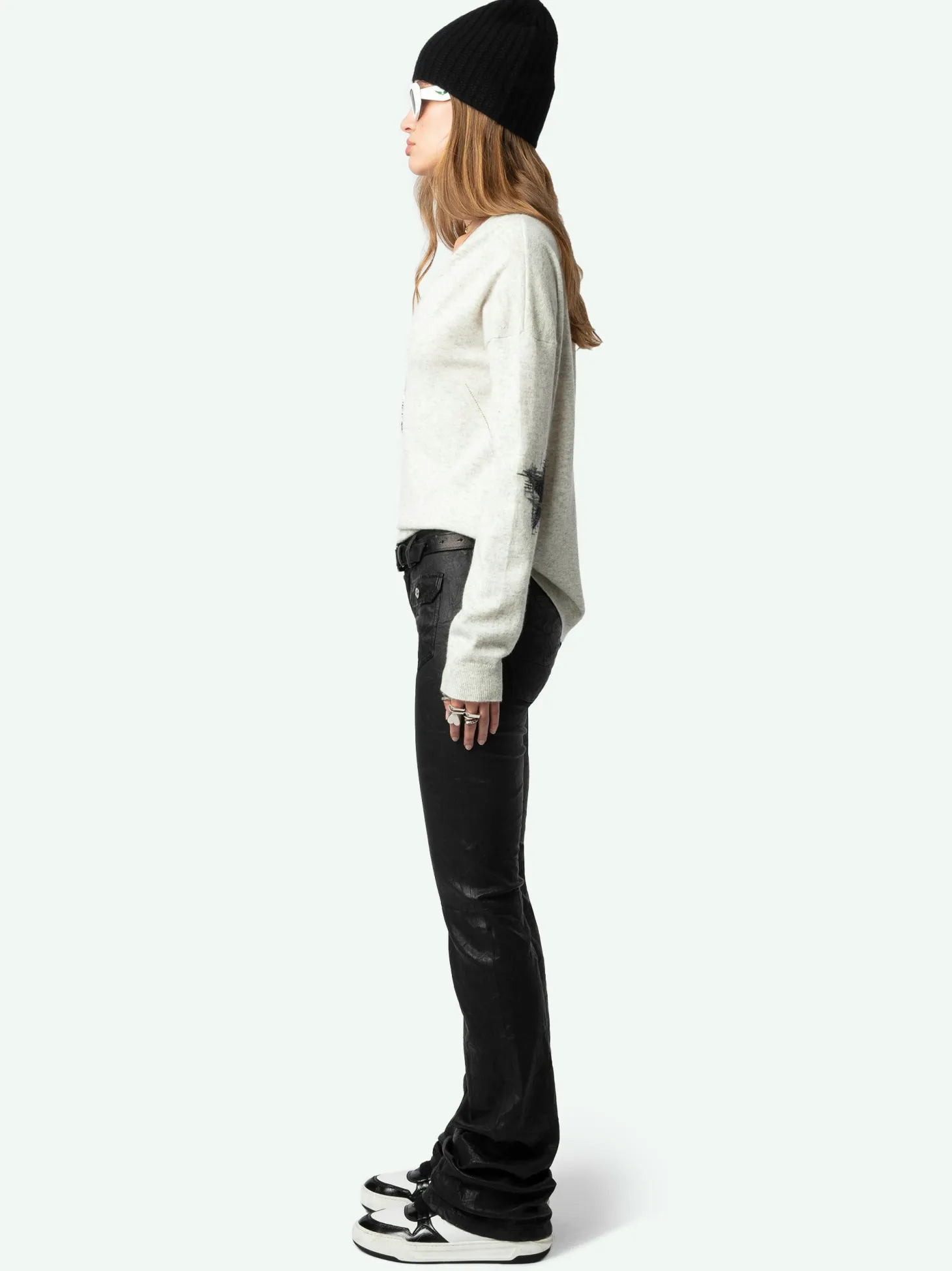 Store Zadig & Voltaire Vivi Patch Cashmere SweaterNEW Grey