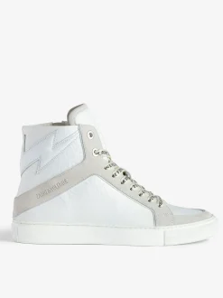 Online Zadig & Voltaire ZV1747 High Flash High-Top Crinkled Sneakers White