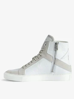 Online Zadig & Voltaire ZV1747 High Flash High-Top Crinkled Sneakers White