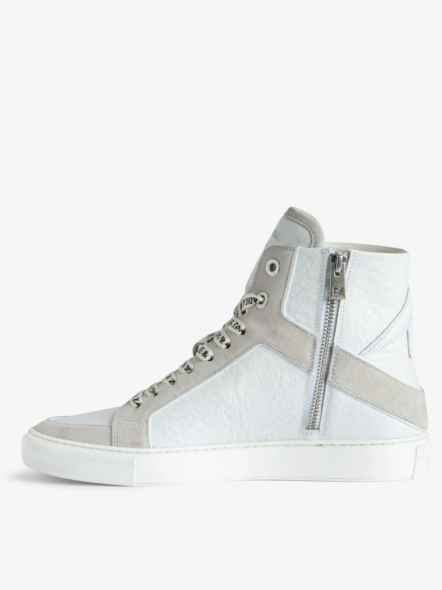 Online Zadig & Voltaire ZV1747 High Flash High-Top Crinkled Sneakers White