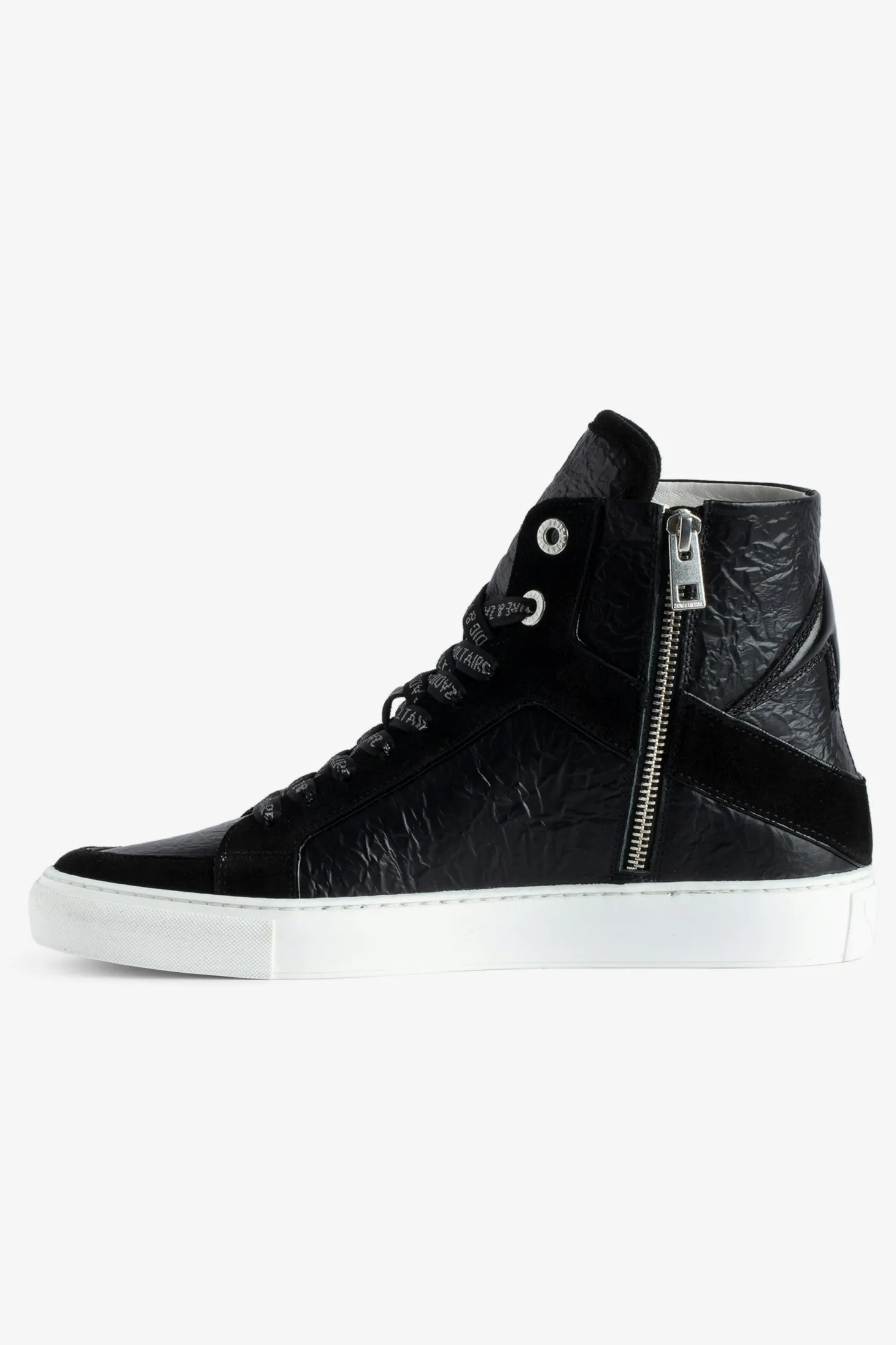 Online Zadig & Voltaire ZV1747 High Flash High-Top Crinkled Sneakers Black